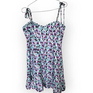 Joy Joy Womens Sundress Sz Medium Fit Flare Blue Purple Knit Stappy Coastal 56B7